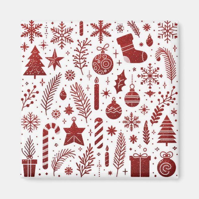 White Red Christmas Magnet (Vorne)