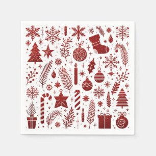 White Red Christmas Napkin Serviette