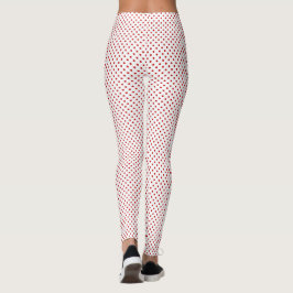 White & Red Christmas Polka Dot Pattern Full Leggings