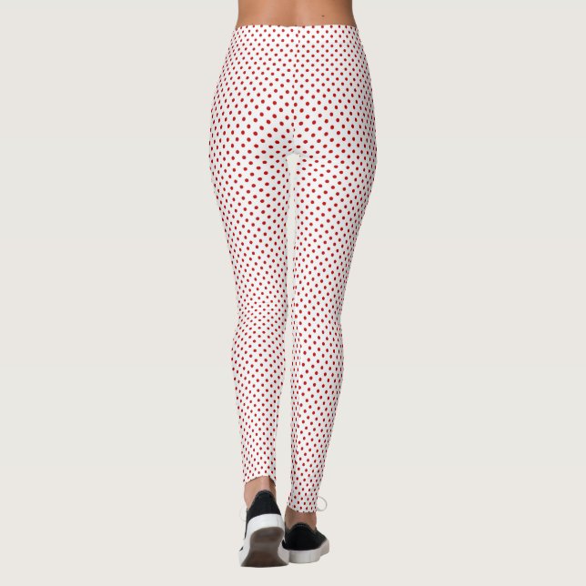 White & Red Christmas Polka Dot Pattern Full Leggings (Rückseite)