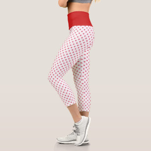 White & Red Christmas Stars Muster Hoch Capri Leggings