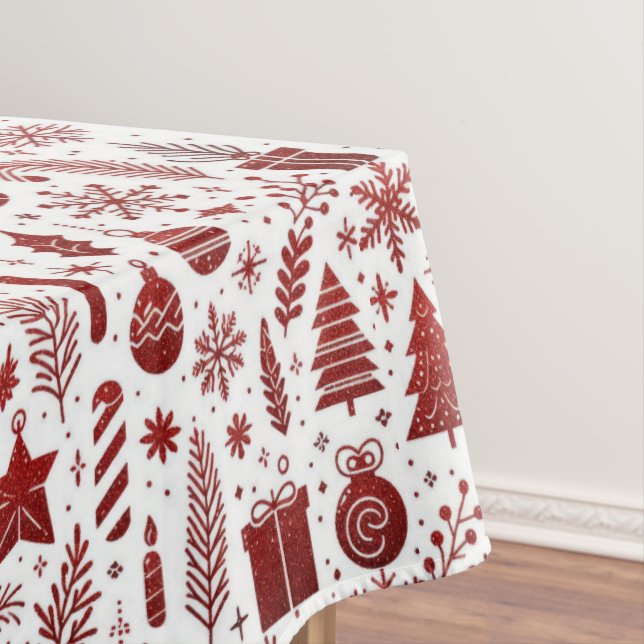 White Red Christmas Tableclout Tischdecke (Beispiel)