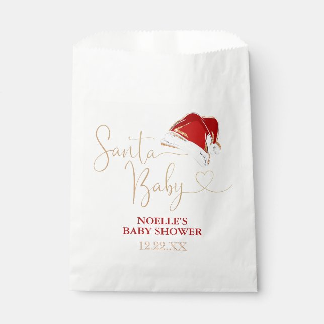 White Red Gold Santa Hat Christmas Santa Baby  Geschenktütchen (Vorderseite)