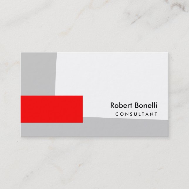 White Red Gray Schlicht Consultant Business Card Visitenkarte (Vorderseite)