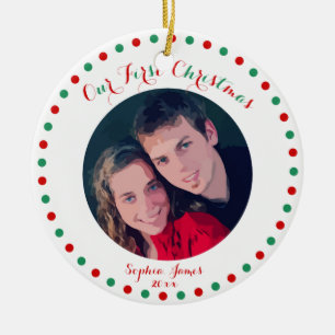 White Red Green Erste Weihnachtsfeier Zierwerk Keramik Ornament