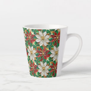 White Red Green Gold Poinsettia Milchtasse