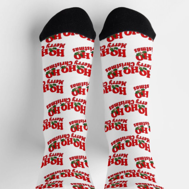 White red ho ho ho ho santa Weihnachten Socken (Oben)