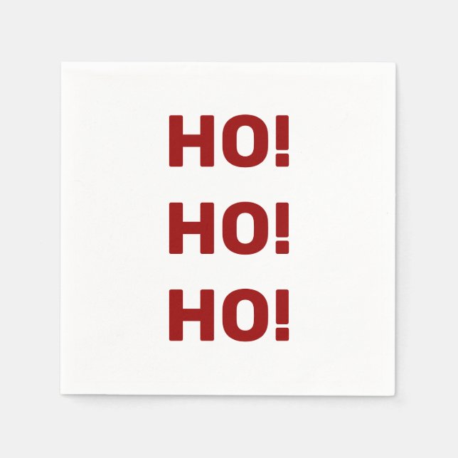 White Red Ho Ho Ho Weihnachtsferien Typografie Serviette (Vorderseite)
