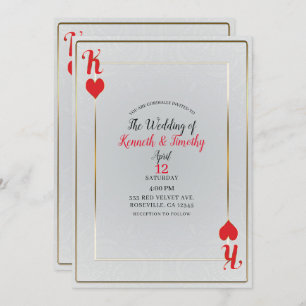 White & Red King of Hearts Card Hochzeit Einladung