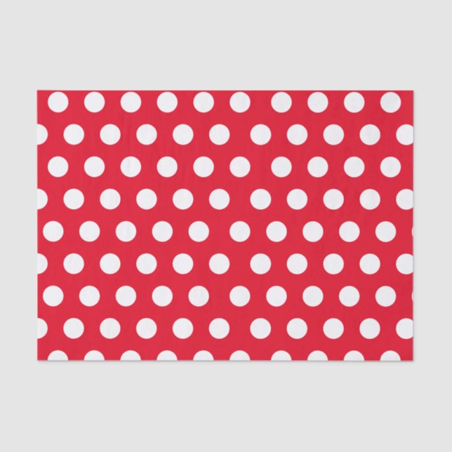 White & Red Medium Polka Weihnachten Seidenpapier (Vorderseite)