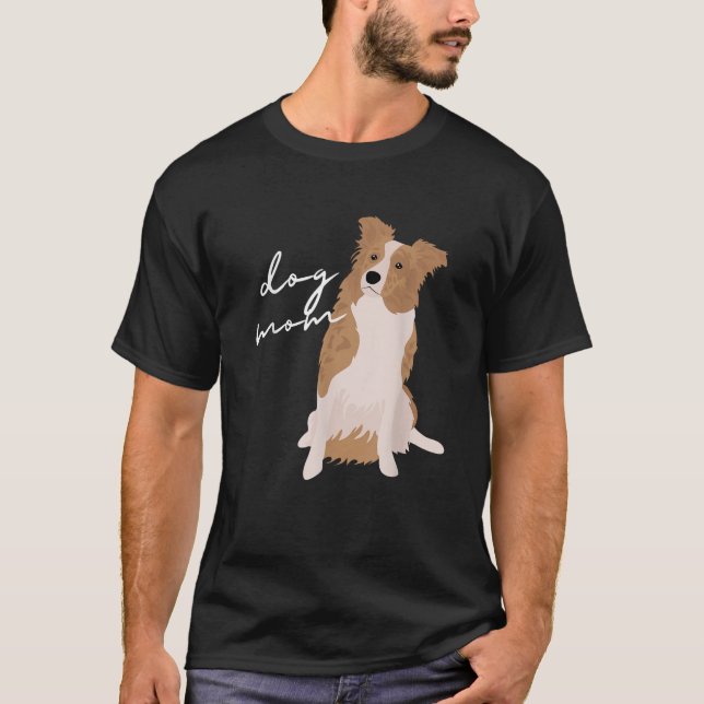 White Red Merle Border Collie Dog Mama Dog Mama Wo T-Shirt (Vorderseite)