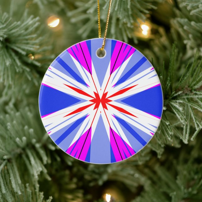 White Red Pink Blue Weihnachten Sternexplosion Sta Keramik Ornament (Baum)
