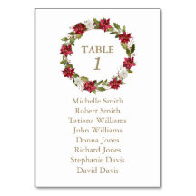 White Red Poinsettia Taufen Seating Chart