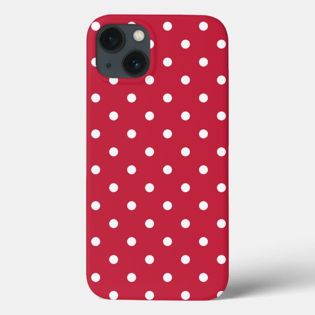 White Red Polka Dot Muster Retro 70er 80er Classic Case-Mate iPhone Hülle (Rückseite)