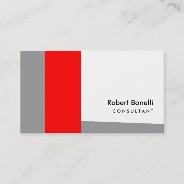 White Red Schlicht Modern Consultant Business Card Visitenkarte (Vorderseite)