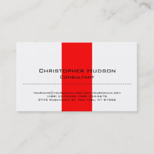 White Red Simple Schlicht Consultant Business Card Visitenkarte