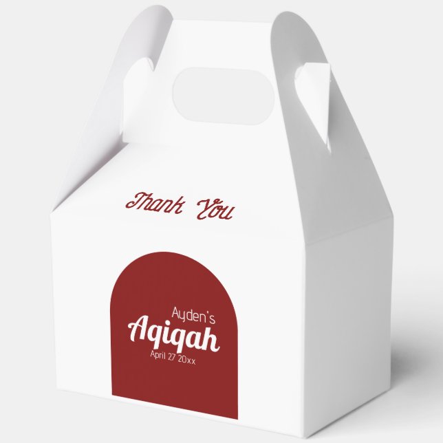 White Red Solid Color Schlicht, Aqiqah Baby Dusche Geschenkschachtel (Vorderseite)