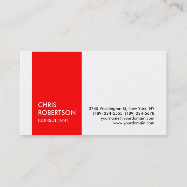 White Red Strip Attraktive Charm Business Card Visitenkarte (Vorderseite)