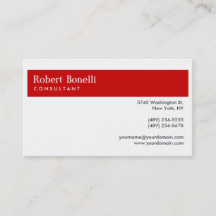 White Red Strip Modern Consultant Business Card Visitenkarte