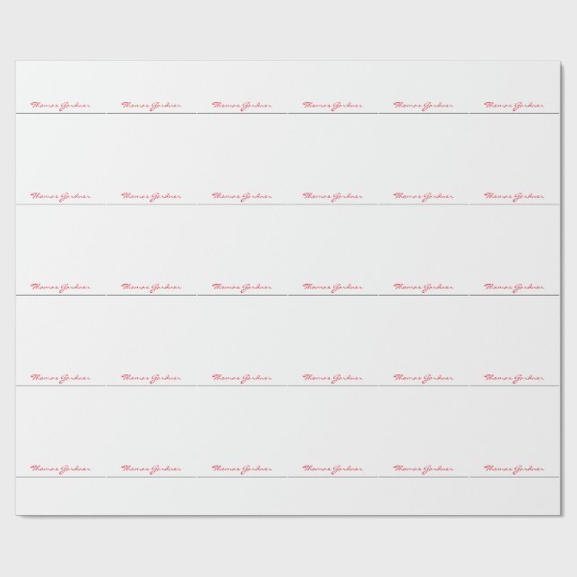 White Red Trendy Handwriting Schlicht Creative Mod Geschenkpapier (Flach)