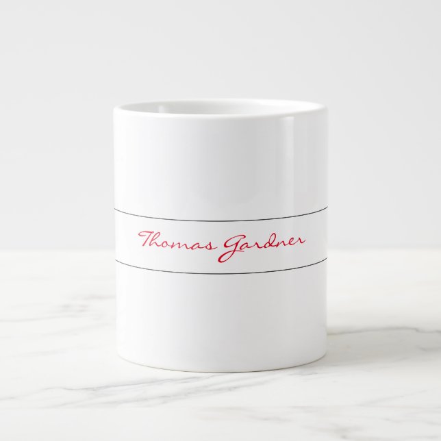 White Red Trendy Handwriting Schlicht Creative Mod Jumbo-Tasse (Vorderseite)