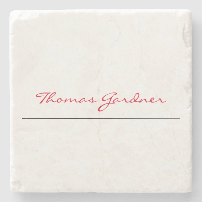 White Red Trendy Handwriting Schlicht Creative Mod Steinuntersetzer (Vorderseite)