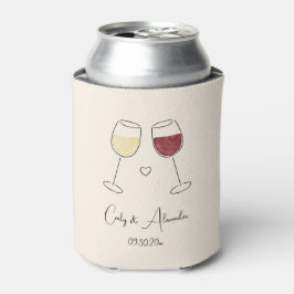 White Red Wine Glass Cheers Wedding Verlobung Dosenkühler