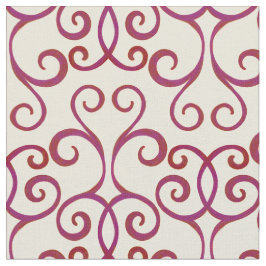 White Red Wirbel Damask Weihnachtsmuster Elegant Stoff