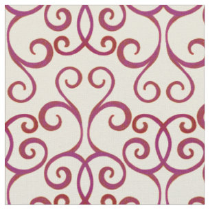 White Red Wirbel Damask Weihnachtsmuster Elegant Stoff