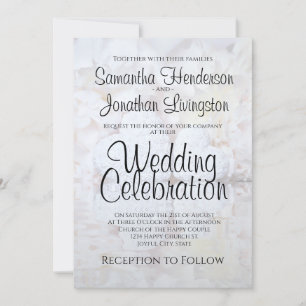 White Reflection Peony Blume & Hearts Wedding Einladung