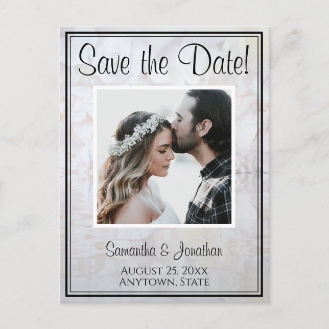 White Reflections Wedding Save the Date Postcard Postkarte (Vorderseite)