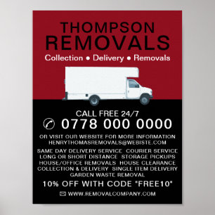 White Removal Van, Umzugsfirmenwerbung Poster