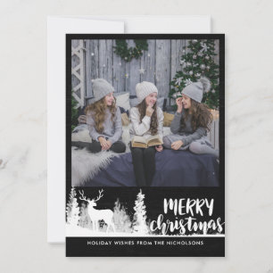 White Rentier Chalkboard Frohe Weihnachtsfeier Fot Feiertagskarte