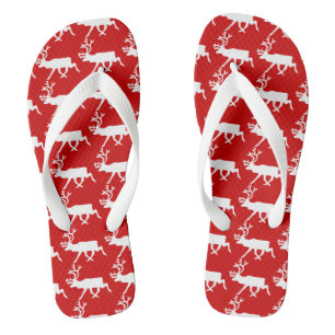 White Rentier/Kariou-Silhouette Flip Flops