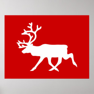 White Rentier/Kariou-Silhouette Poster