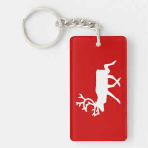 White Rentier/Kariou-Silhouette Schlüsselanhänger