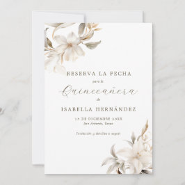 White Reserva la Fecha Spanish Quinceañera Save The Date