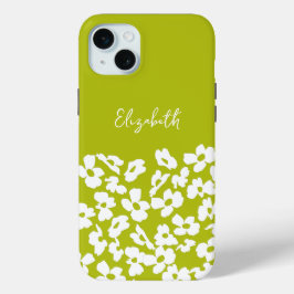 White Retro Dogwood Flowers Custom Name     Case-Mate iPhone Hülle