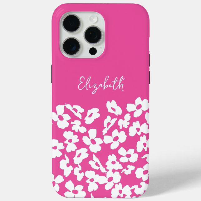 White Retro Dogwood Flowers Custom Name     Case-Mate iPhone Hülle (Rückseite)