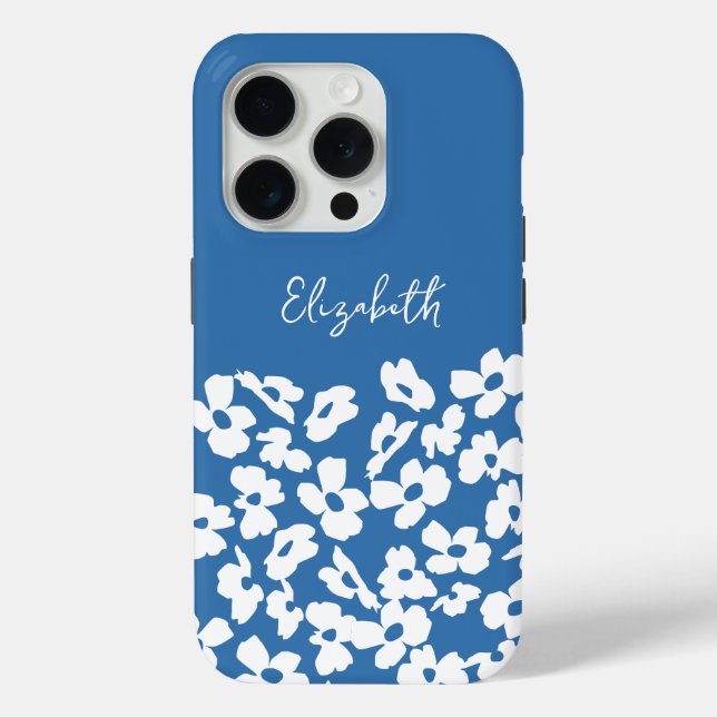 White Retro Dogwood Flowers Custom Name     Case-Mate iPhone Hülle (Rückseite)