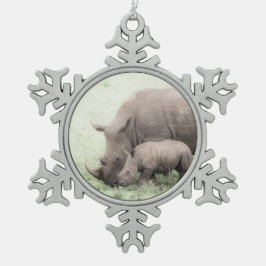 White Rhino & Baby Snowflake Ornament