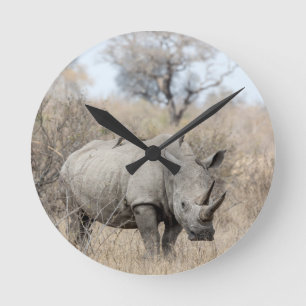 White Rhino Runde Wanduhr