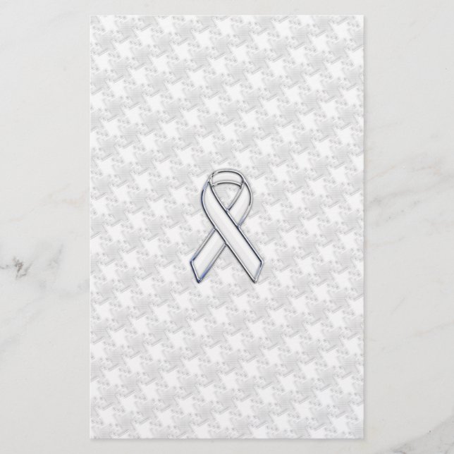 White Ribbon Awareness Hahnentrittmuster im Chrome Briefpapier (Vorderseite)