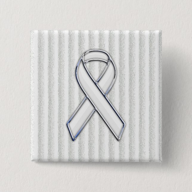 White Ribbon Awareness Stripes Button (Vorderseite)