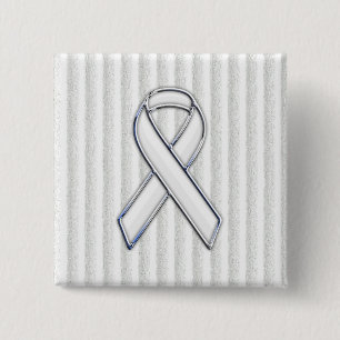 White Ribbon Awareness Stripes Button