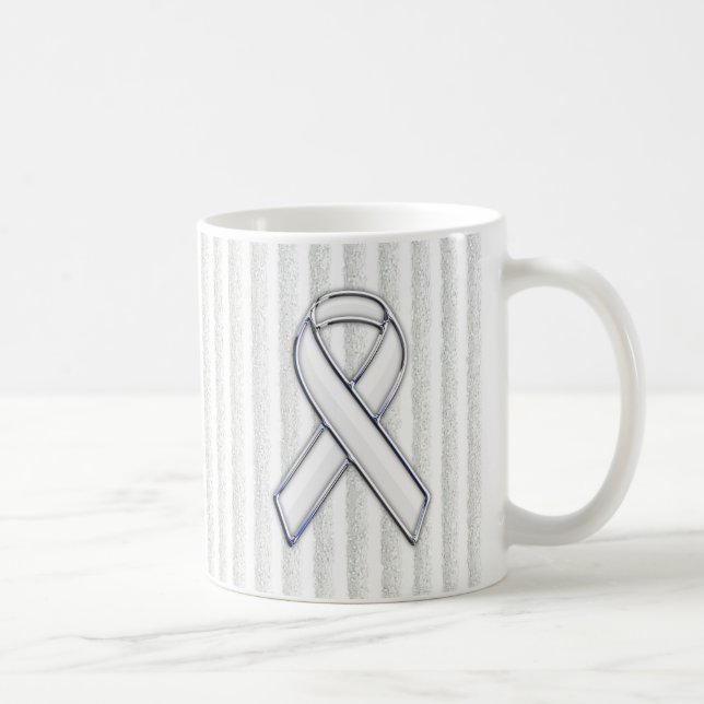 White Ribbon Awareness Stripes Tasse (Rechts)