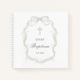 White Ribbon Gipskraut Taufe Gästebuch Notizbuch