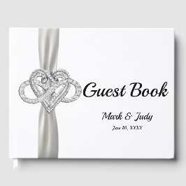 White Ribbon Infinity Heart Wedding Guestbook Gästebuch