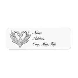White Ribbon Silver Swans adressieren Labels
