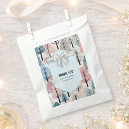 White Ribbon Winter Forest Snowflakes Babydusche Geschenktütchen